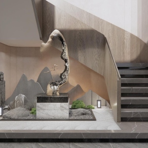 新中式楼梯间3D模型下载